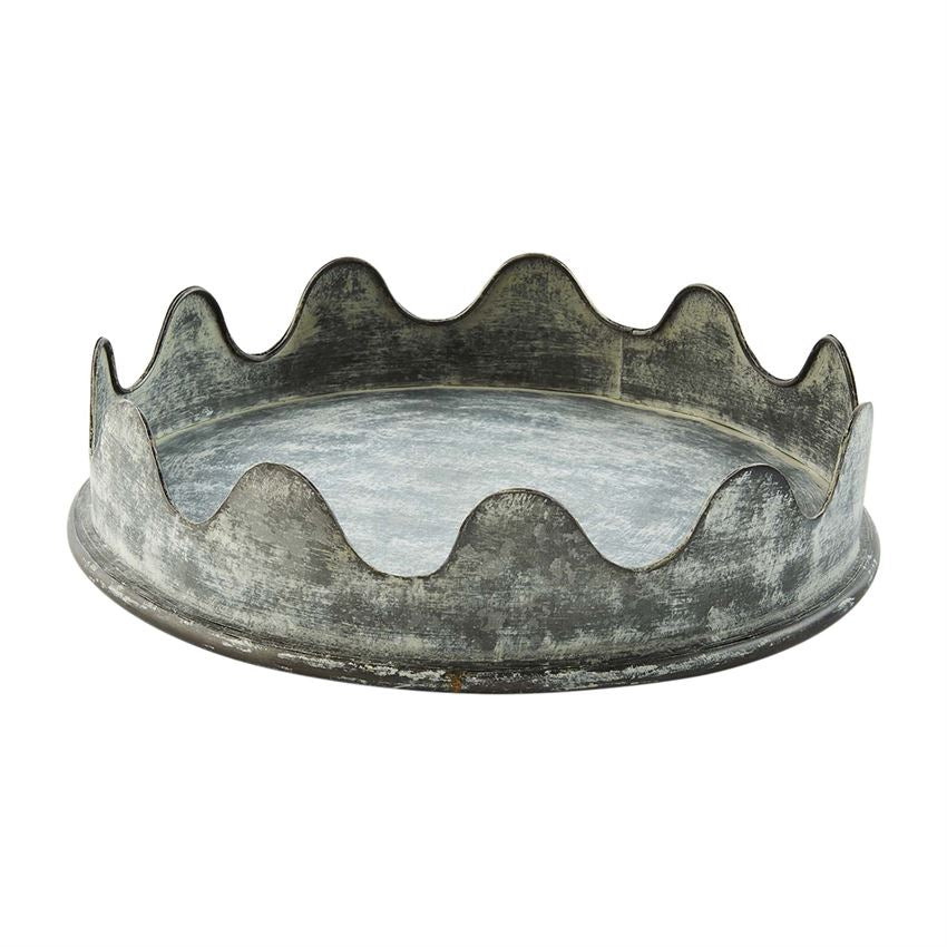 Tin Scalloped Tray Pedestal