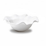 A white, round, melamine Havana bowl with a fluid, organic design, suitable for serving fruit or salads.