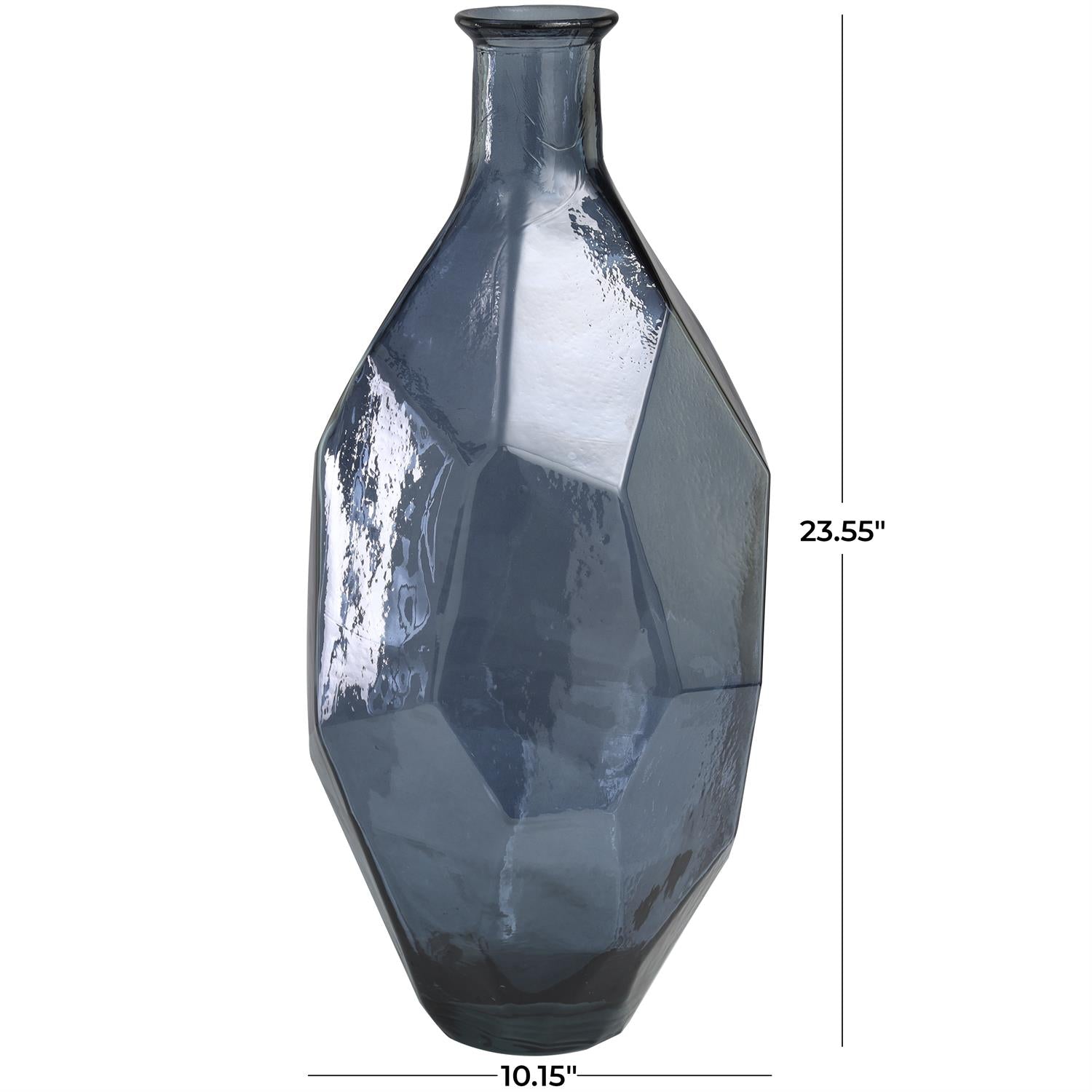 Recycled Spanish Glass Vase Blue 10''W 24''H