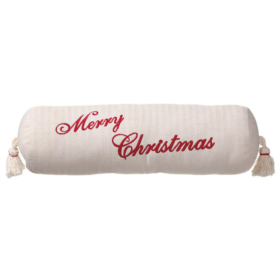 Decorative pillow with 'Merry Christmas' text on a white background