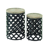 Black Metal & Wood Accent Table Small