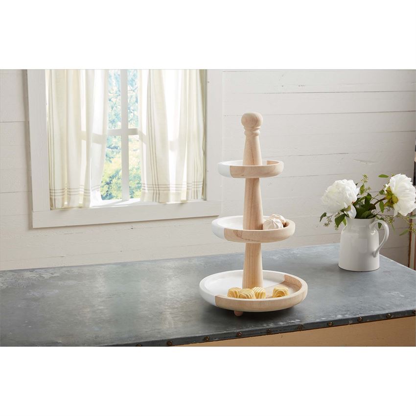 Wood and White Tiered Server