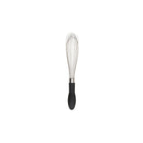 An 11-inch whisk with a black handle and a stainless steel head.