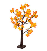 A 24-inch LED artificial maple tree with orange leaves, displaying a realistic faux design.