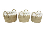 TAN & WHITE SEAGRASS BASKET