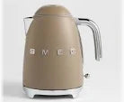 Beige kettle with 'SMEG' branding on a white background
