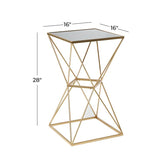 MTL GLS SIDE TABLE 16''W 28''H