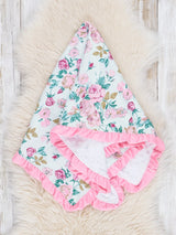 Pink Rose Garden Minky Blanket