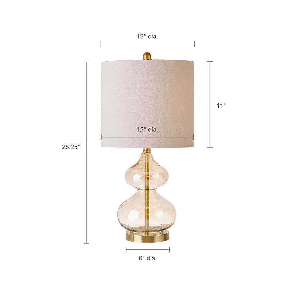 Table lamp with dimensions on a white background