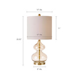 Table lamp with dimensions on a white background