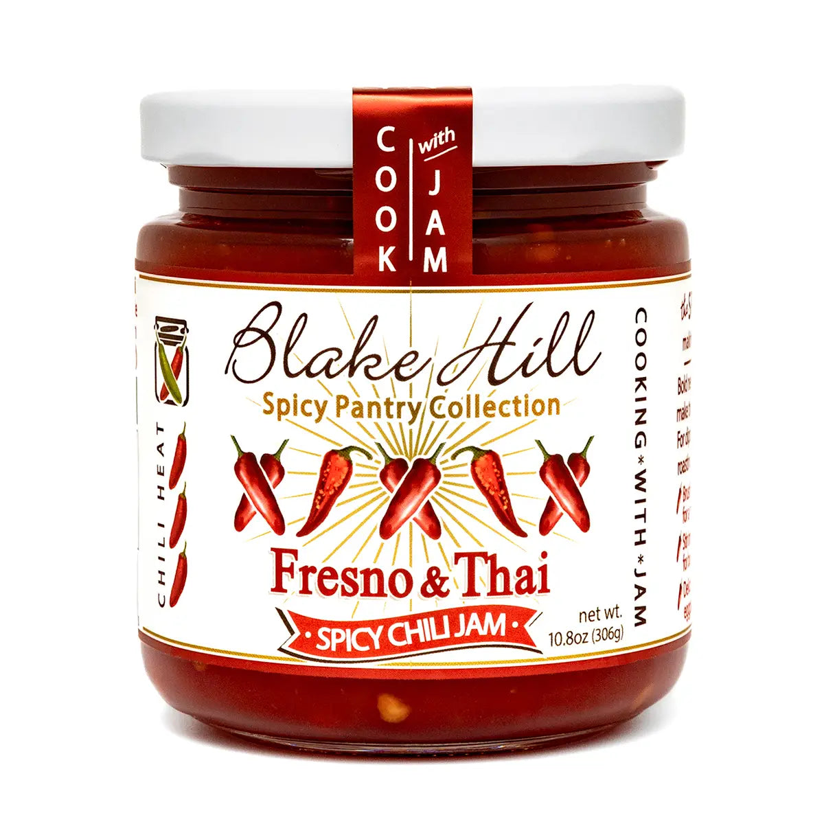 Jar of Blake Hill Spicy Chili Jam with a white background