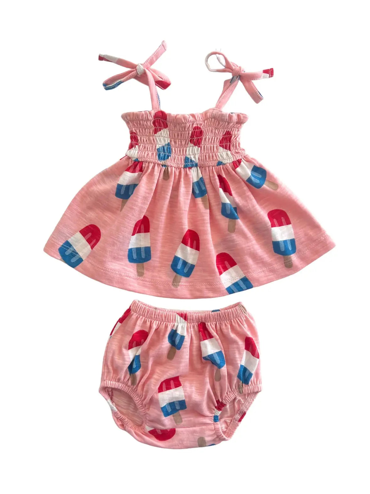 Children's dress set with ice cream pattern on a white background