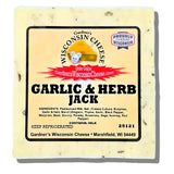 Garlic & Herb Jack cheese with Wisconsin Cheese label on a white background