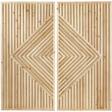 A set of two wooden wall decor panels with a geometric pattern.