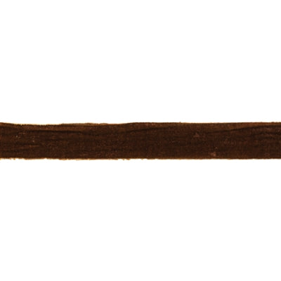 A single brown velvet ribbon against a white background.
