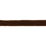 A single brown velvet ribbon against a white background.