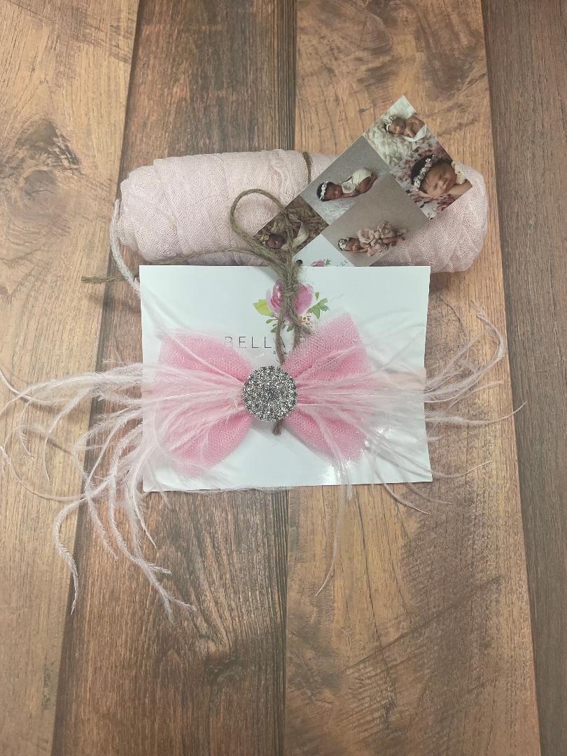 Pink Bow with a swaddle wrap pink