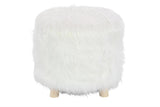 WOOD FAUX FUR FOOT STOOL 19"W, 16"H