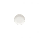 A white ceramic spoonrest with a textured edge on a plain background.