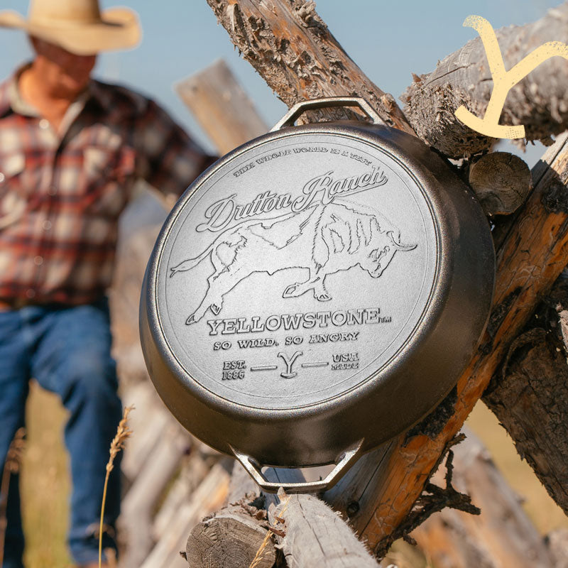 CI 17in Dual Handle Skillet w Bull