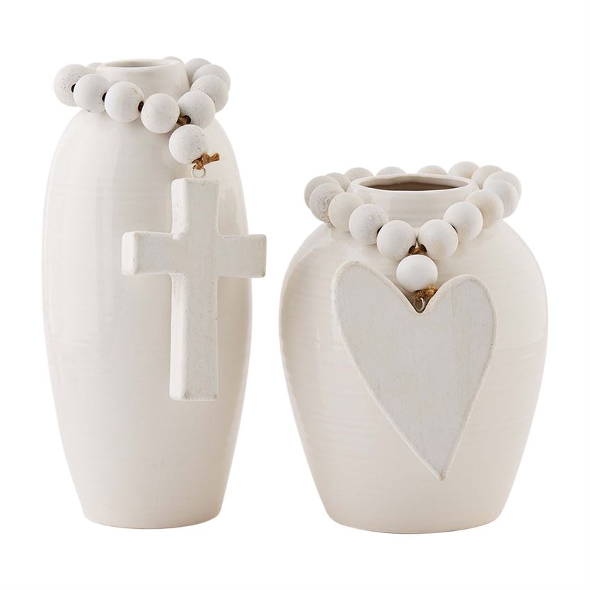 Stoneware Vases w Beads