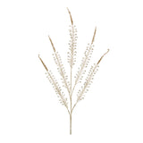 A gold-colored artificial bead fern spray with multiple slender stems and small, round leaves.