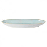 white and blue platter