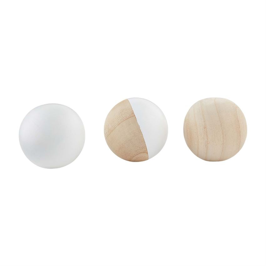 Wood Finish Wood Ball Decor