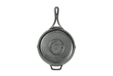 A black 10.25 inch skillet with a lid, featuring an ergonomic handle and a non-stick coating.