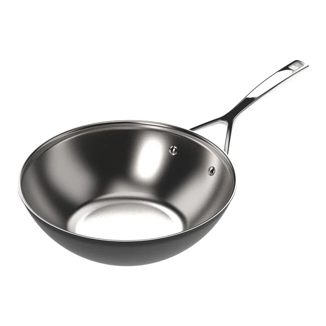 A black DEMEYERE wok with a stainless steel handle.