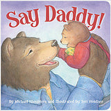 Children's book titled 'Say Daddy!' with two bears on a blue background