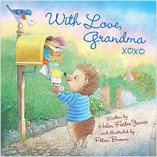 Book cover of 'With Love, Grandma' featuring a child and a mailbox with a heart-shaped letter.