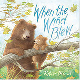 Book cover of 'When the Wind Blew' with two bears on a branch.