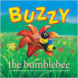 Book cover of 'Buzzy the Bumblebee' with a colorful bumblebee illustration on a green background.