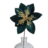 11" x 22" Sequined Velvet Poinsettia Stem