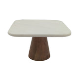 Marble top on wood pedestal