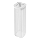 A clear, cylindrical ZWILLING Fresh & Save Cube Box designed for food storage and preservation.