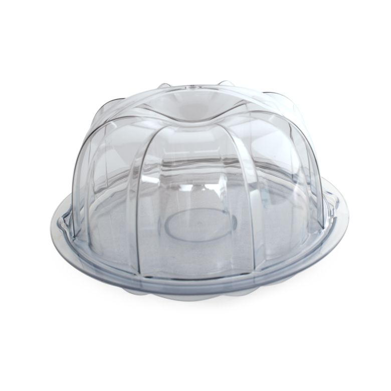 bundt cake carrier with clear lid on white background