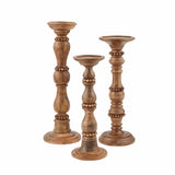 MEDIUM BEADED WOOD CANDLESTICK