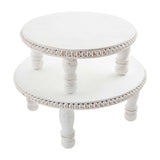 WHITE BEADED ROUND PEDESTAL