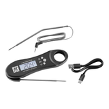 A thermometer with a prop and a chafing cable on a white background  