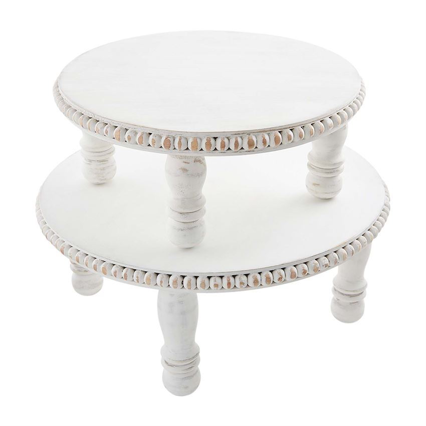 White Beaded Round Pedestal