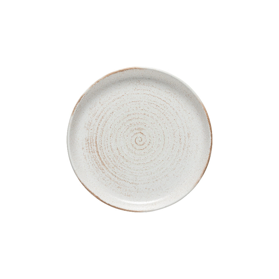 white plate w brown in it