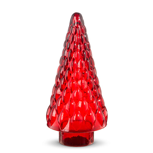 A 12-inch tall green glass tree decoration