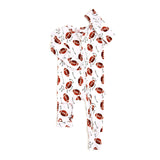 Pajama set with football pattern on a white background