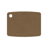 brown cutting board on white background