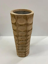 MEDIUM CHISELED WOOD CANDLE HOLDER
