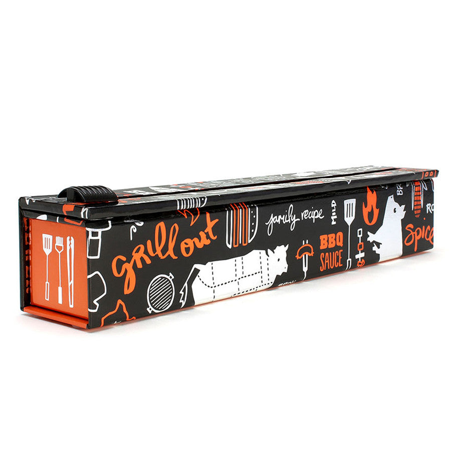 Foil wrap dispenser on white background