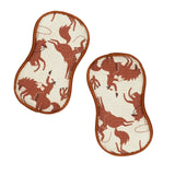 Pair of shoe inserts with Native American design on a white background