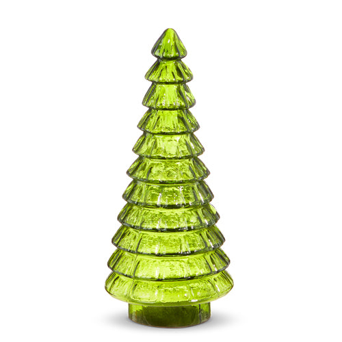 A 12 inch tall green glass tree decoration